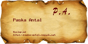 Paska Antal névjegykártya